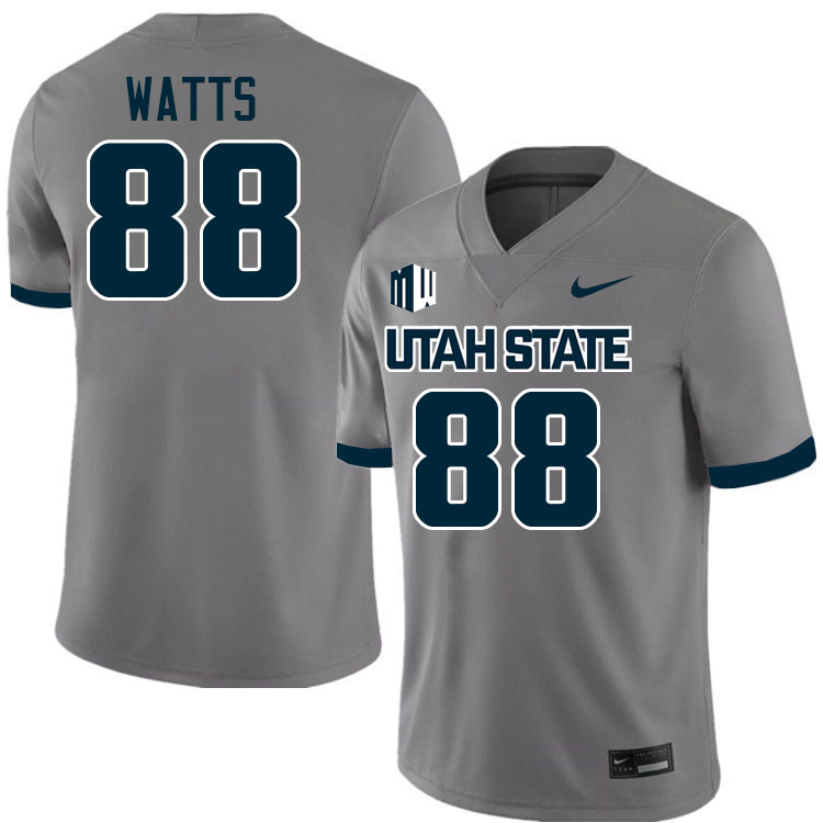 Utah State Aggies #88 Britton Watts College Football Jerseys Stitched-Grey